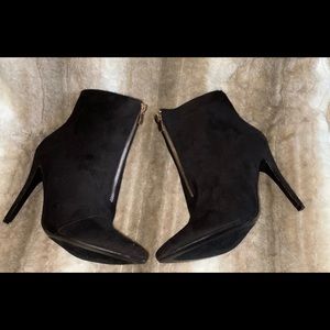 Glaze Black Faux Suede Stiletto Bootie